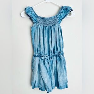Cloth & Stone girls Antropologie Sweet Chambray Romper 7/8 blue